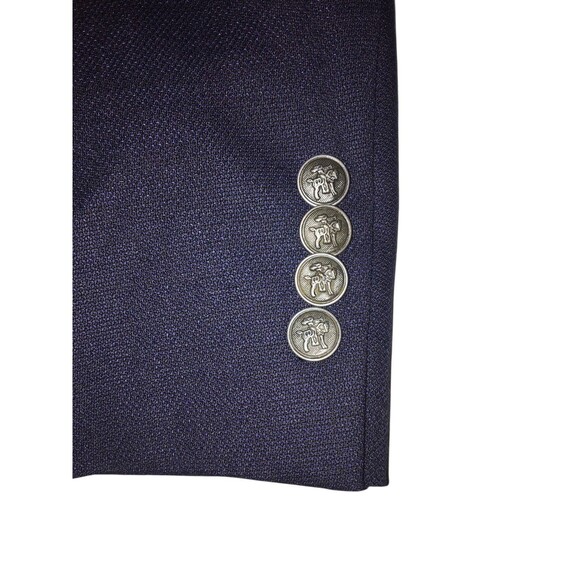 Hart Schaffner Marx Pewter Buttons Blue Blazer Wool Sport Coat Jacket Size 44L - Picture 5 of 13
